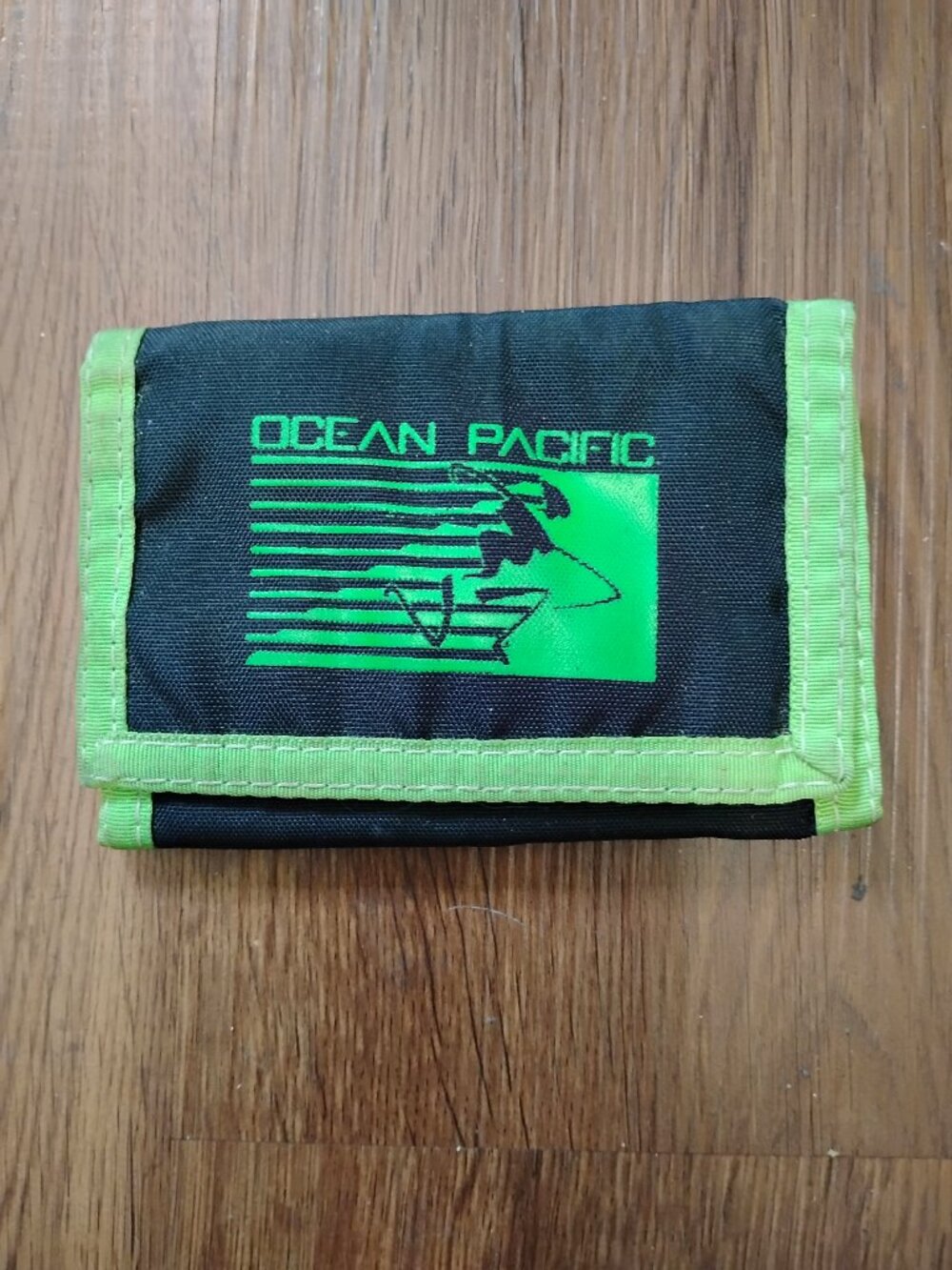 Vintage OP Ocean Pacific Neon Trifold Nylon Wallet